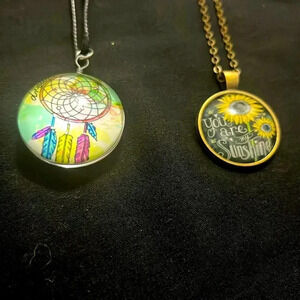 Native American  Dream Catcher Glass Cabochon & You Are My Sunshine Glass Domed